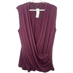 41 Hawthorn 2X Benni Wrap Front Ruched Knit Top Plum NWT Plus Size